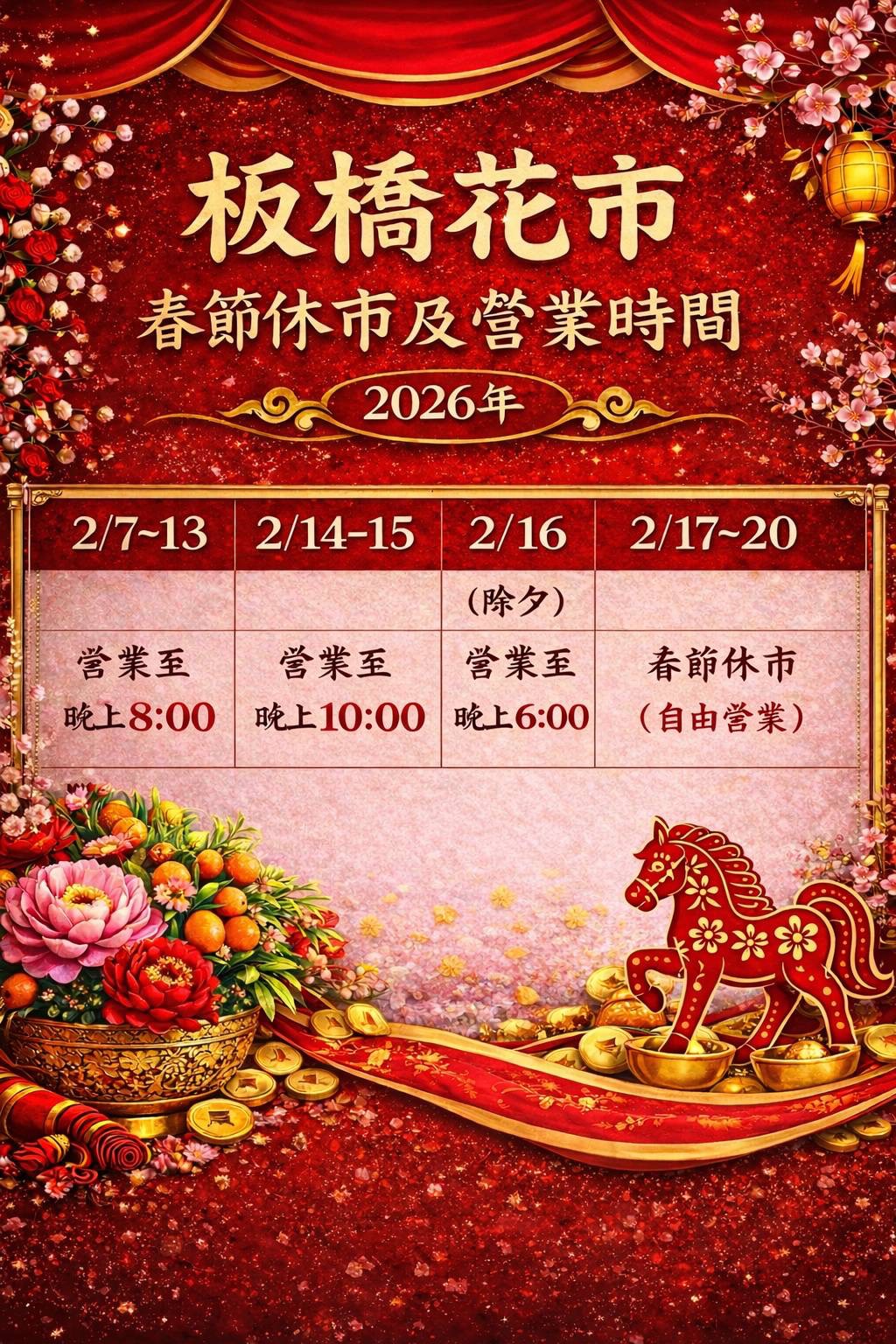 115年春節花市營業時間